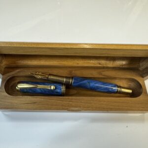 Dark Blue Dyed Box Alder Burl George Fountain Pen