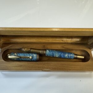 Light Blue Dyed Box Alder Burl George Fountain Pen
